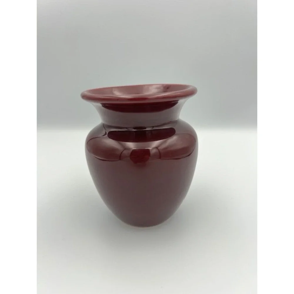 Vintage Royal Haeger USA Burgundy Maroon Glazed Ceramic Bud Vase MCM 5.5in